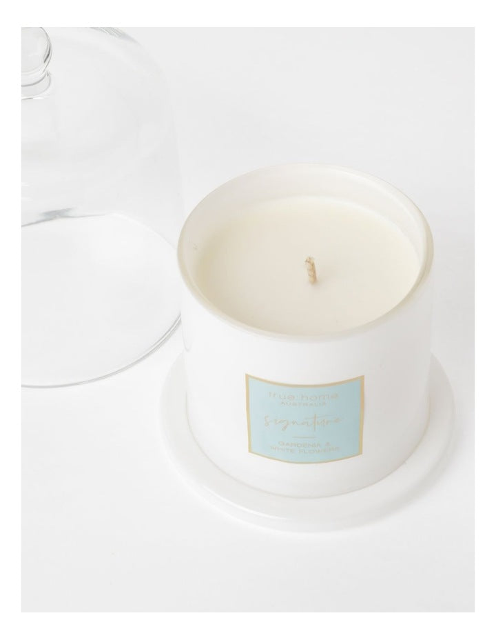 Gardenia & White Flowers Candle With Cloche
