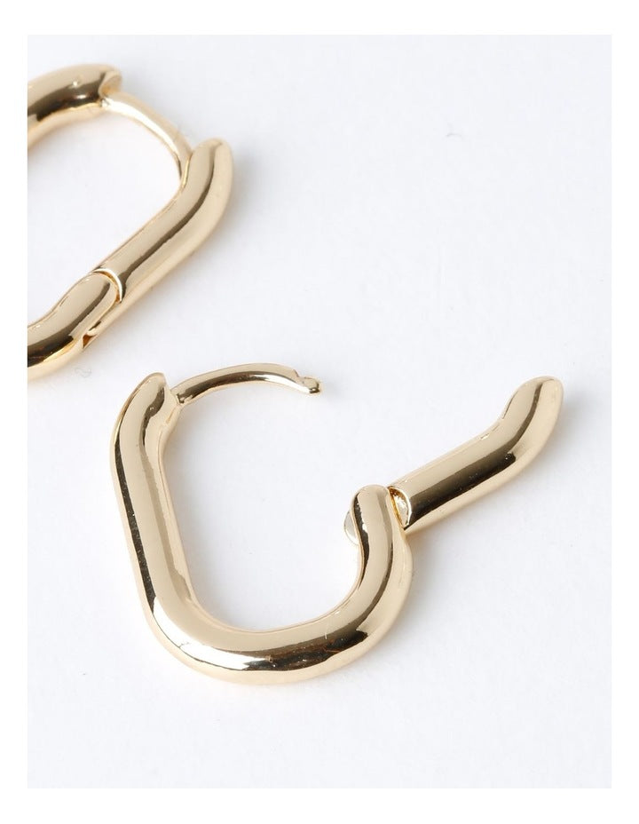 Rectangle Click Hoop Earrings in Gold