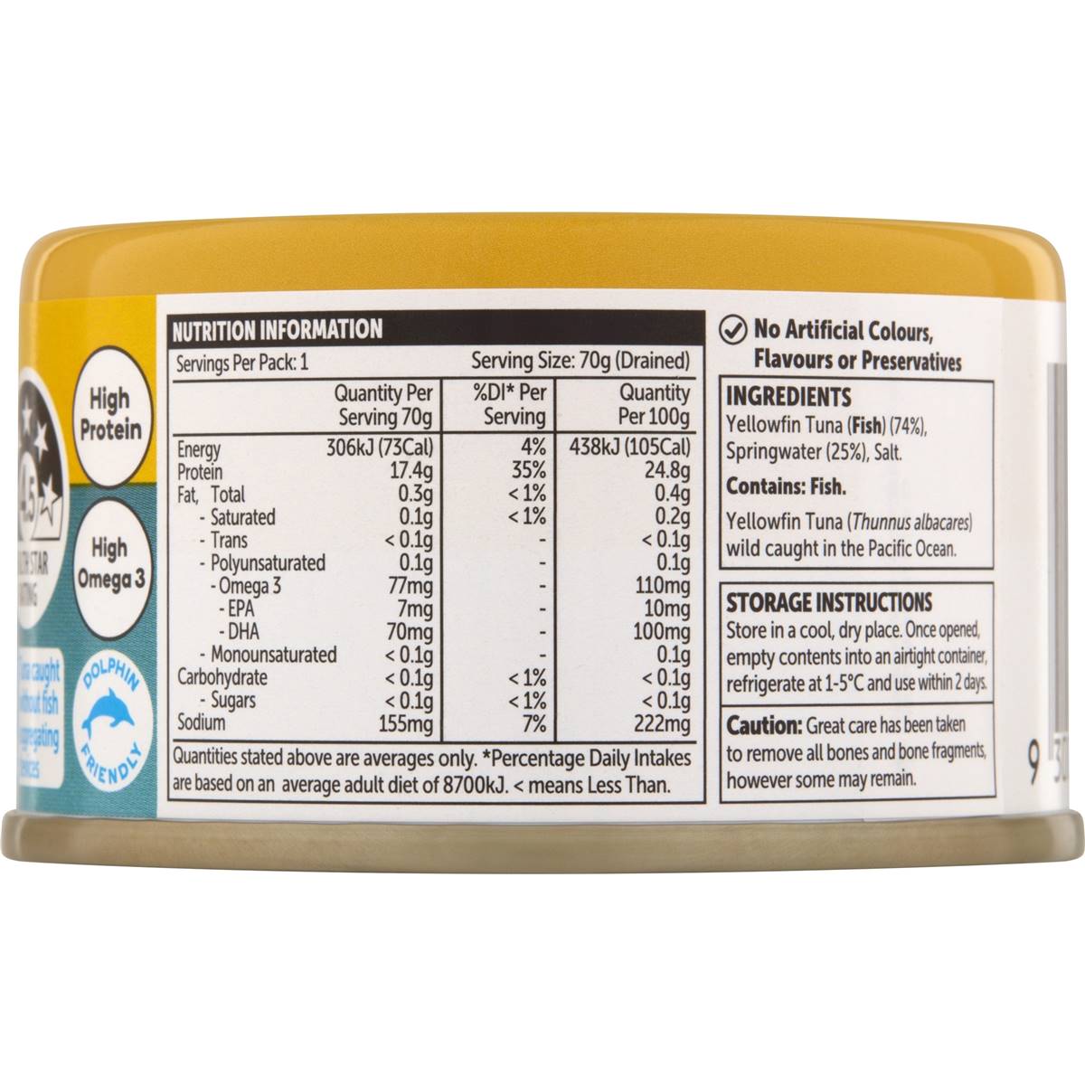 Woolworths Yellowfin Tuna In Springwater 95g