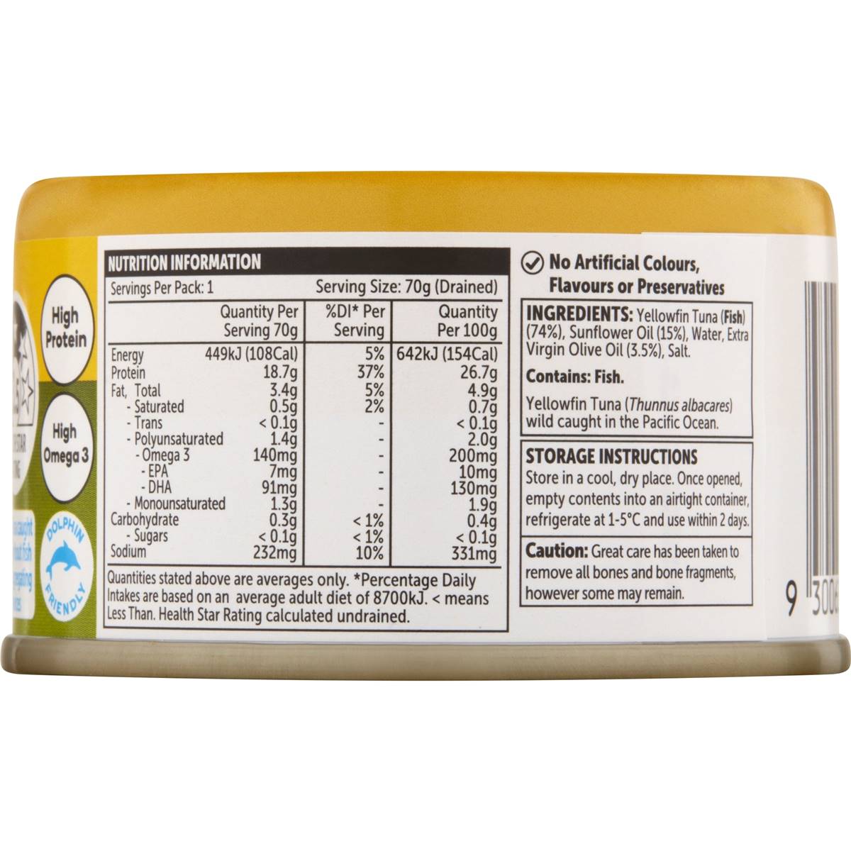 Woolworths Yellowfin Tuna In Oil 95g