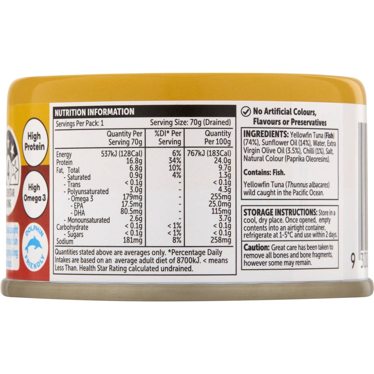 Woolworths Yellowfin Tuna In Chilli & Oil 95g