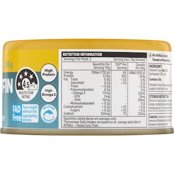 Woolworths Yellowfin Tuna In Springwater 185g