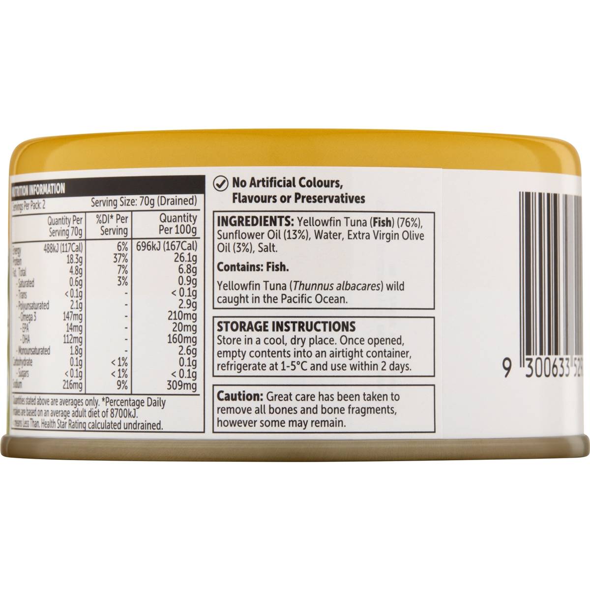 Woolworths Yellowfin Tuna In Oil 185g