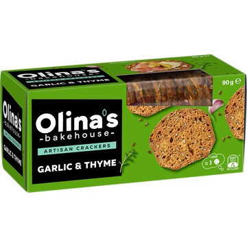 Olina's Bakehouse Artisan Crackers Biscuits Garlic & Thyme 90g