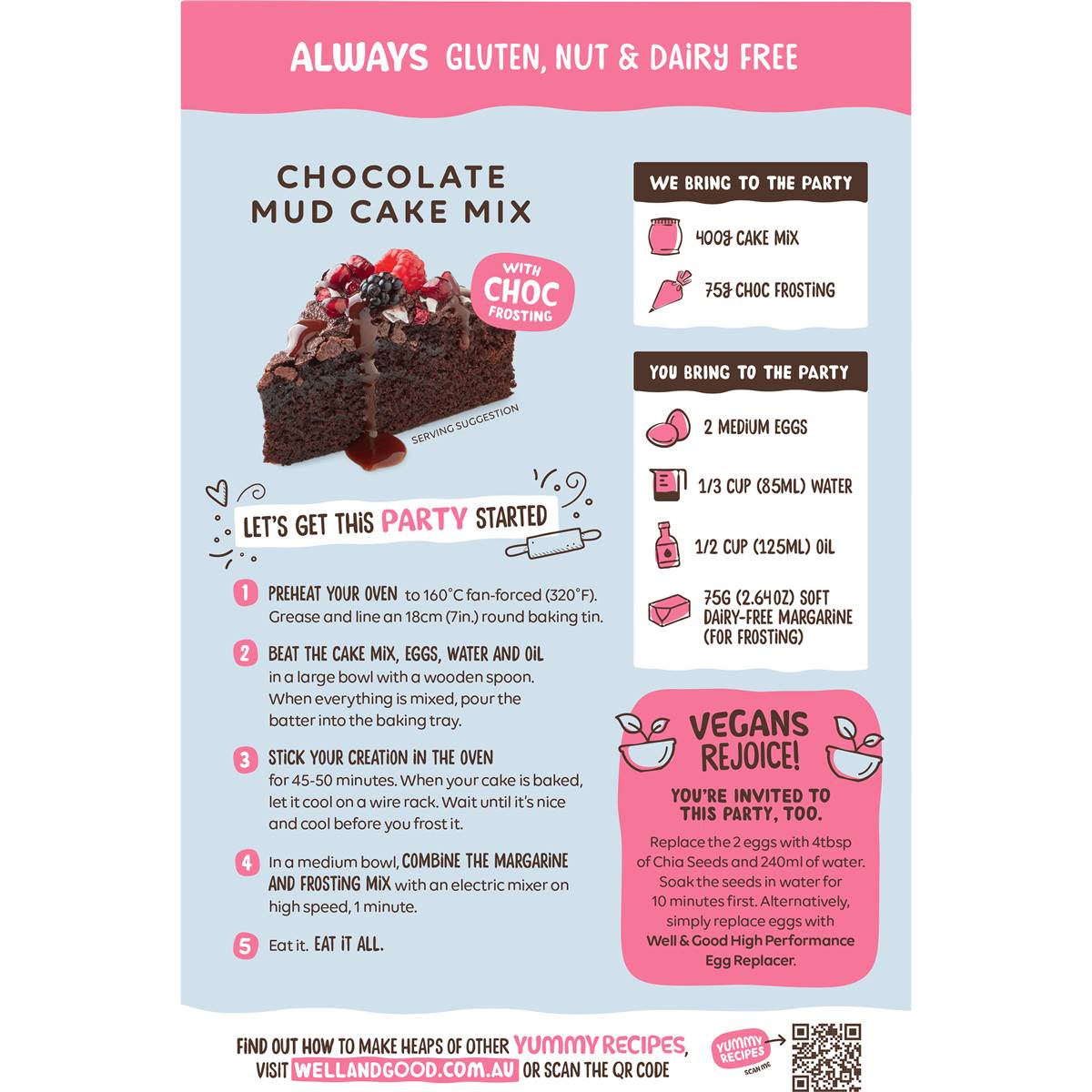 Well & Good Chocolate Mud Cake Mix 475g