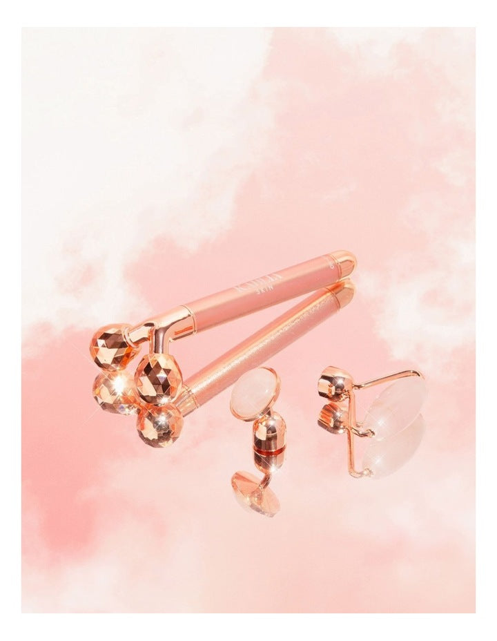 Rose Quartz Vibrating Beauty Roller in Pink