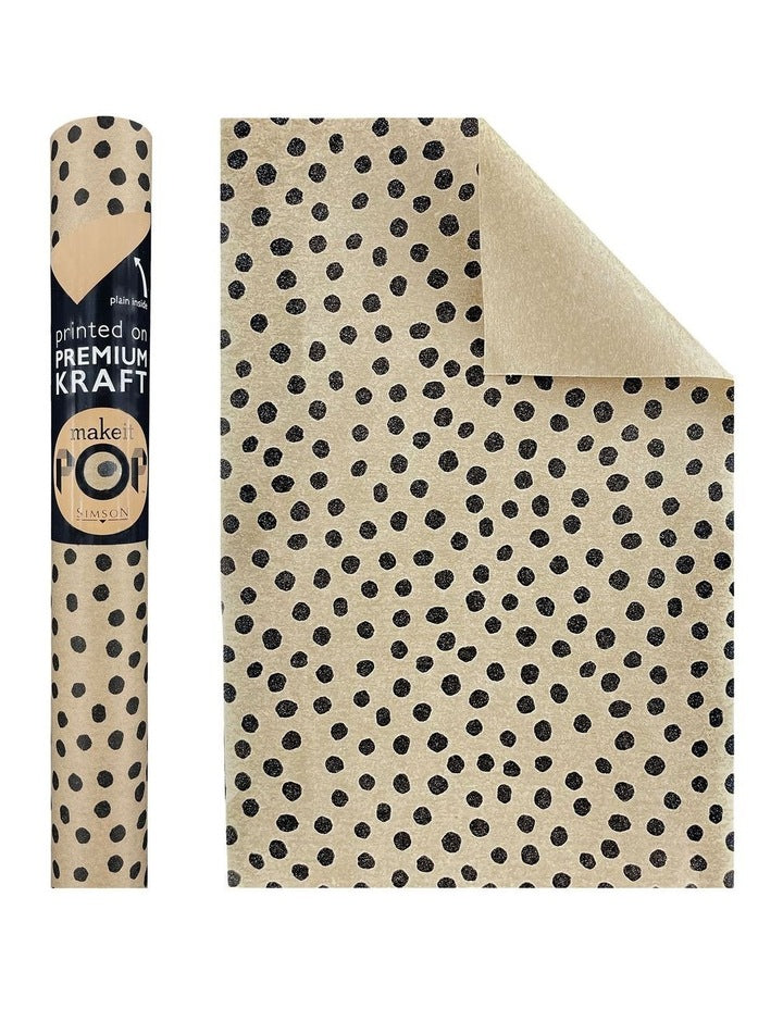 Dotty Black on Kraft Roll Wrap