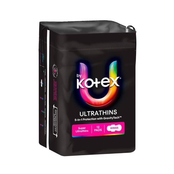 U BY KOTEX PADS ULTRA THIN SUPER WITH WINGS 12 PACK