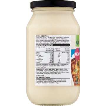 Woolworths Bechamel Cheese Lasagne Bake Sauce 500g