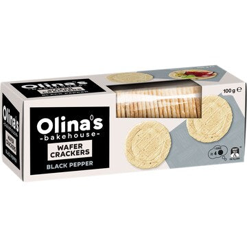 Olina's Bakehouse Wafer Crackers Black Pepper 100g