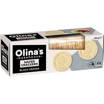 Olina's Bakehouse Wafer Crackers Black Pepper 100g