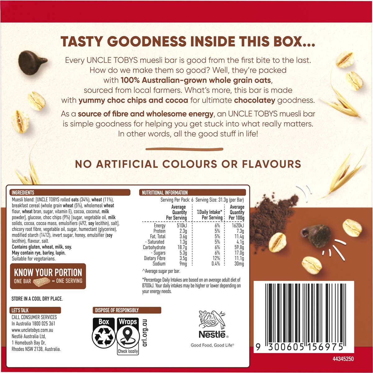 Uncle Tobys Chewy Oh My Choc Muesli Bars 6 pack