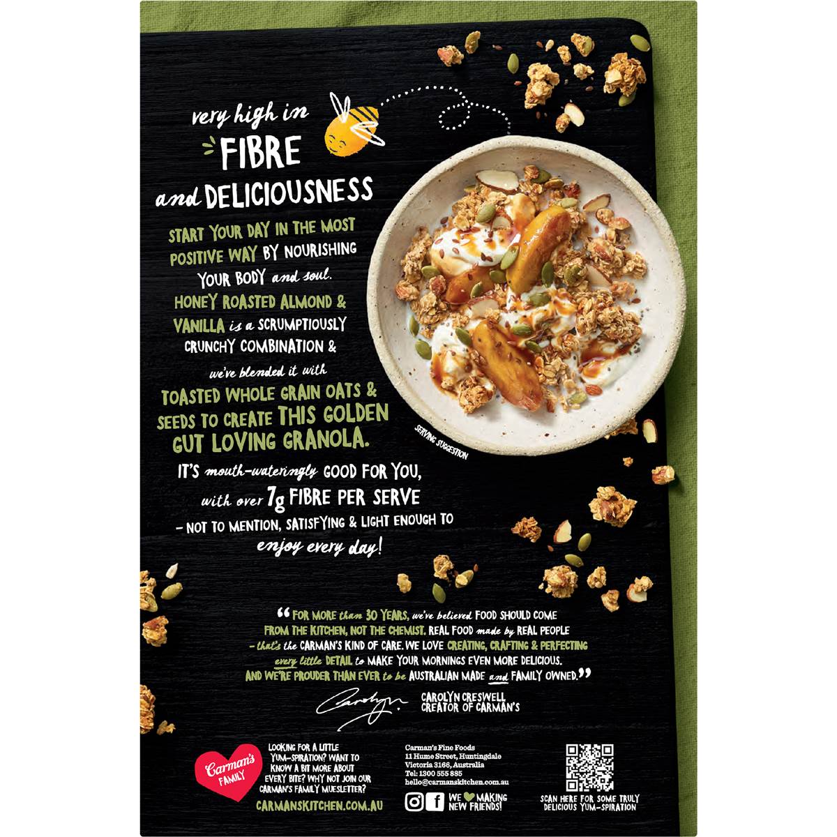 Carman's Gut Loving Granola Honey Roasted Almond & Vanilla 425g