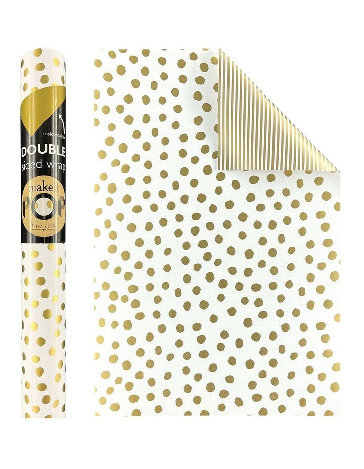 Gold Dotty Pattern on White Roll Wrap