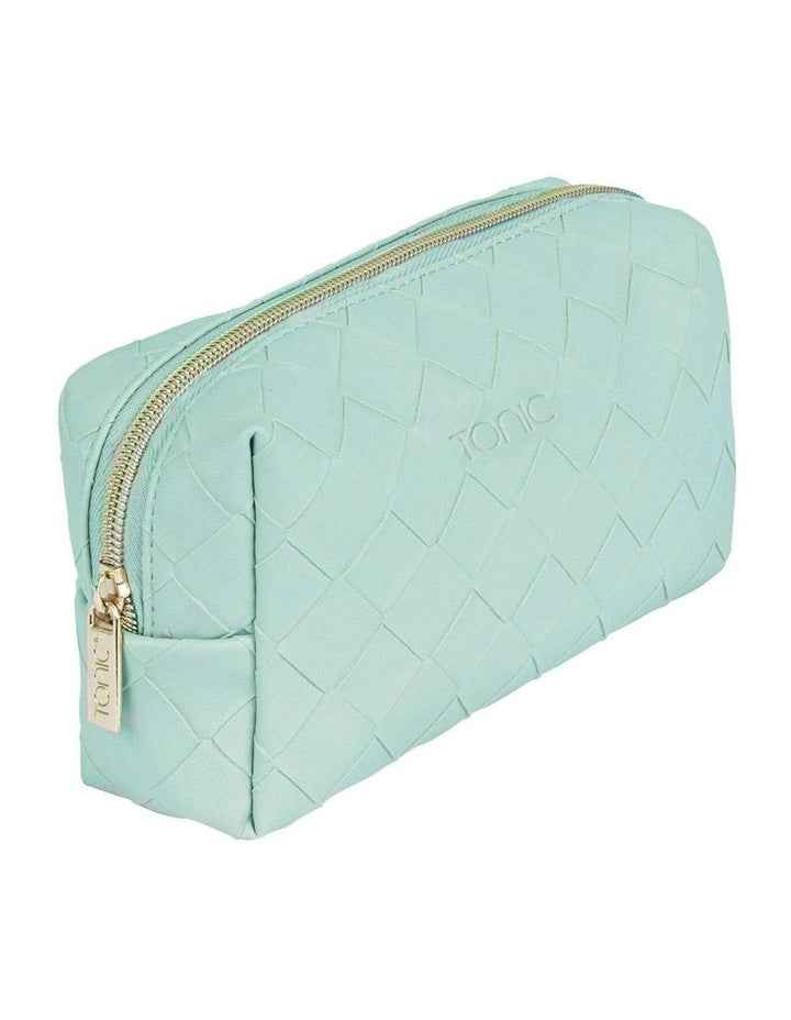 Woven Small Beauty Bag in Teal