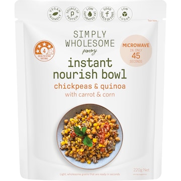 Simply Wholesome Pantry Instant Nourish Bowl Chickpeas & Quinoa 220g