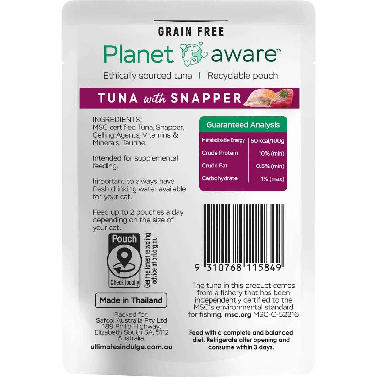 Ultimates Indulge Planet Aware Tuna With Snapper Wet Cat Food 85g