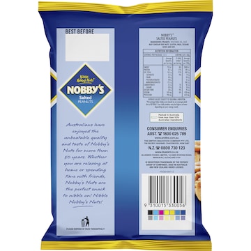 Nobby's Pre-Peeled Peanuts Party Bag Salted 375g