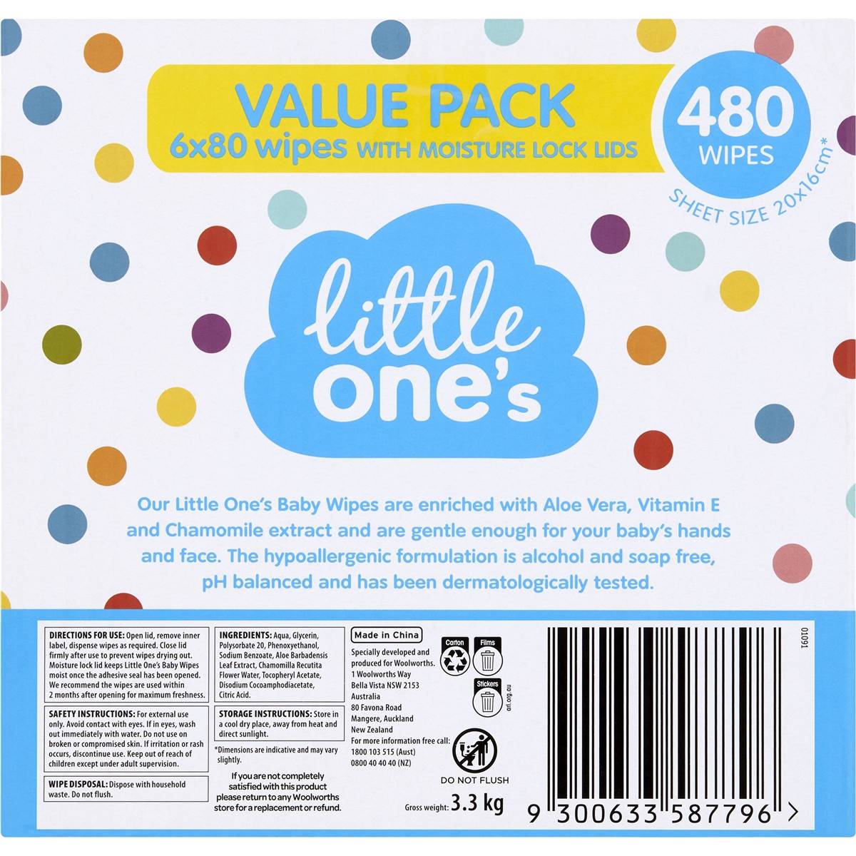 Little One's Baby Wipes 480 Pack