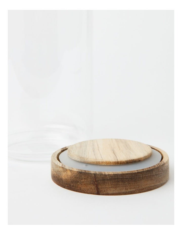 Glass Storage Jar with Acacia Lid 1000ml in Clear