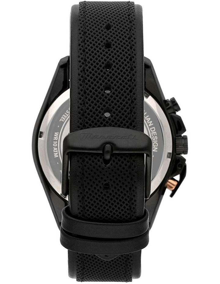 Traguardo Leather Chronograph Watch R8871612036 in Black