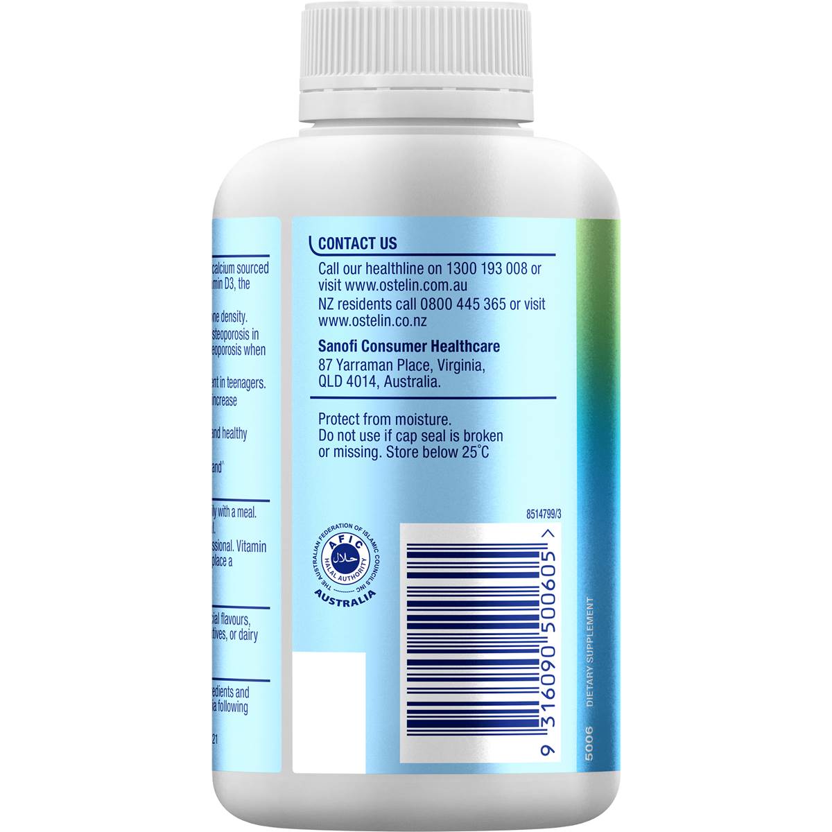 Ostelin Calcium & Vitamin D3 Tablets 250 pack