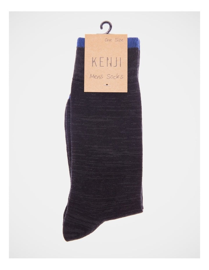1 Pair Random Plated Crew Length Socks in Black/Blue