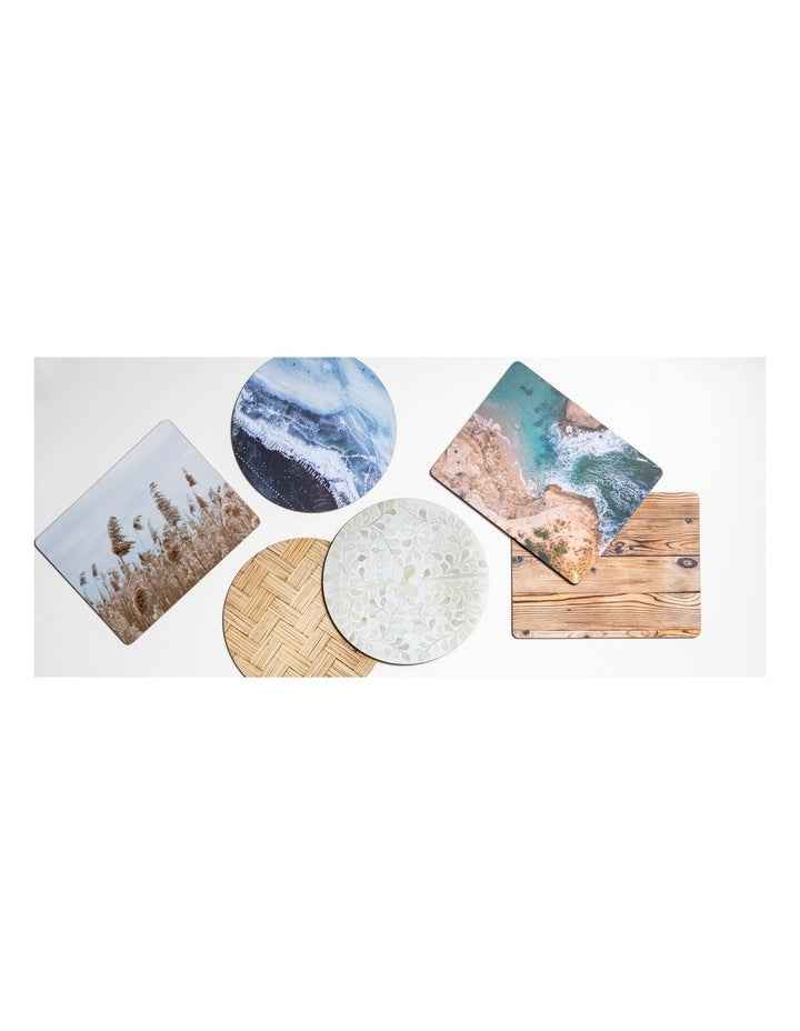 Square Shoreline Hardboard Coaster 4 Pack in Multi