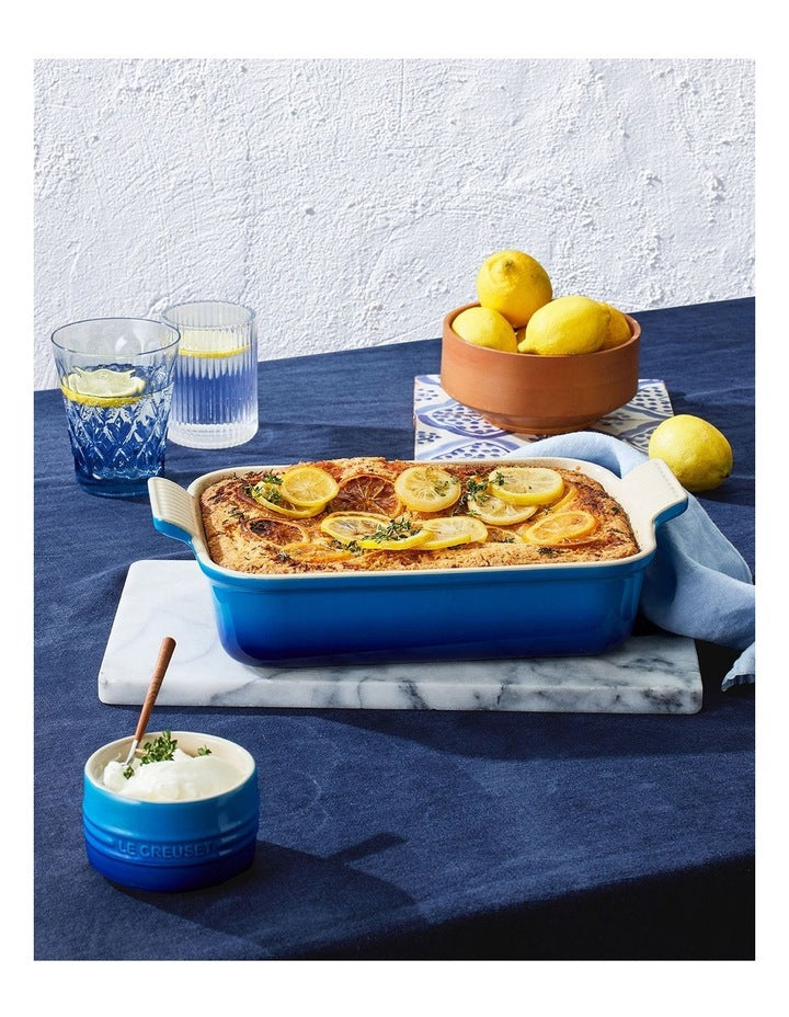 Heritage 32cm Rectangular Deep Dish in Azure Blue