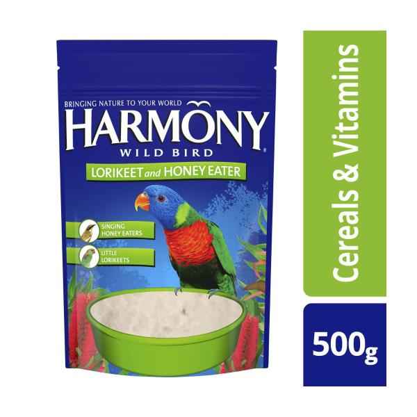 HARMONY LORIKEET & HONEY EATER DRY WILD BIRD SEED CEREAL MIX 500G POUCH