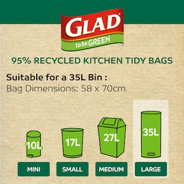 Glad 95% Recycled Kitchen Tidy Bags Large 22 pack