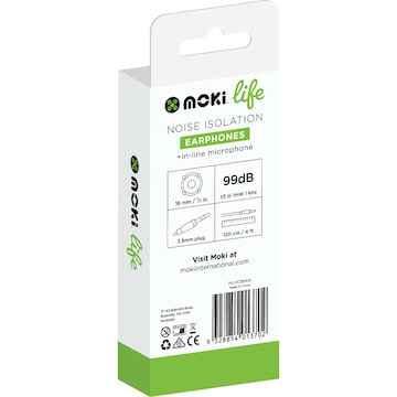 Moki Life Noise Isolation Earphones & In Line Microphone each