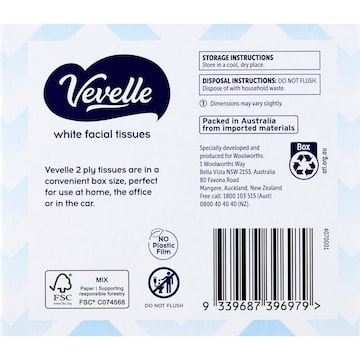 Vevelle Facial Tissue 2ply 90 pack