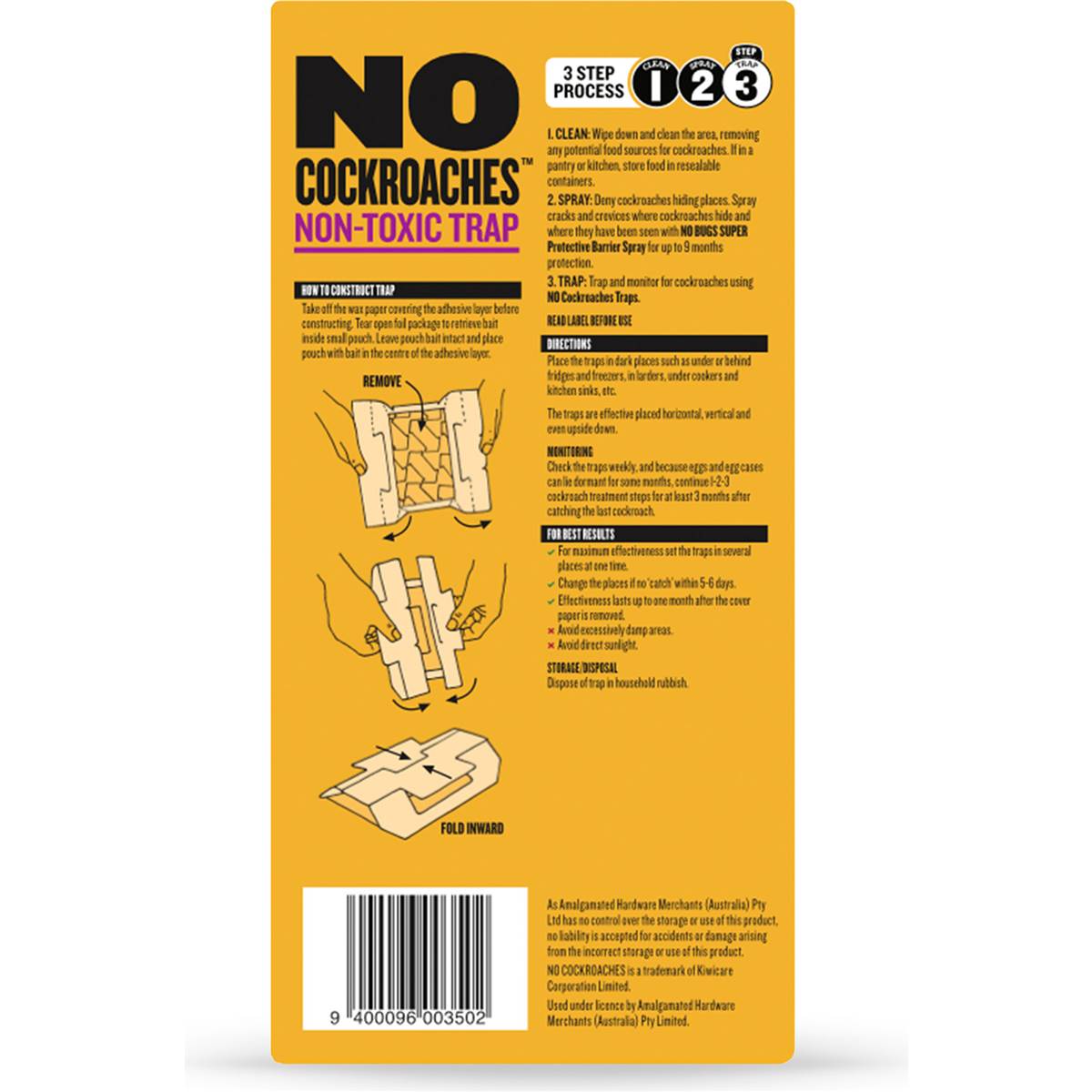 NO Cockroaches Non-Toxic Traps 3 pack