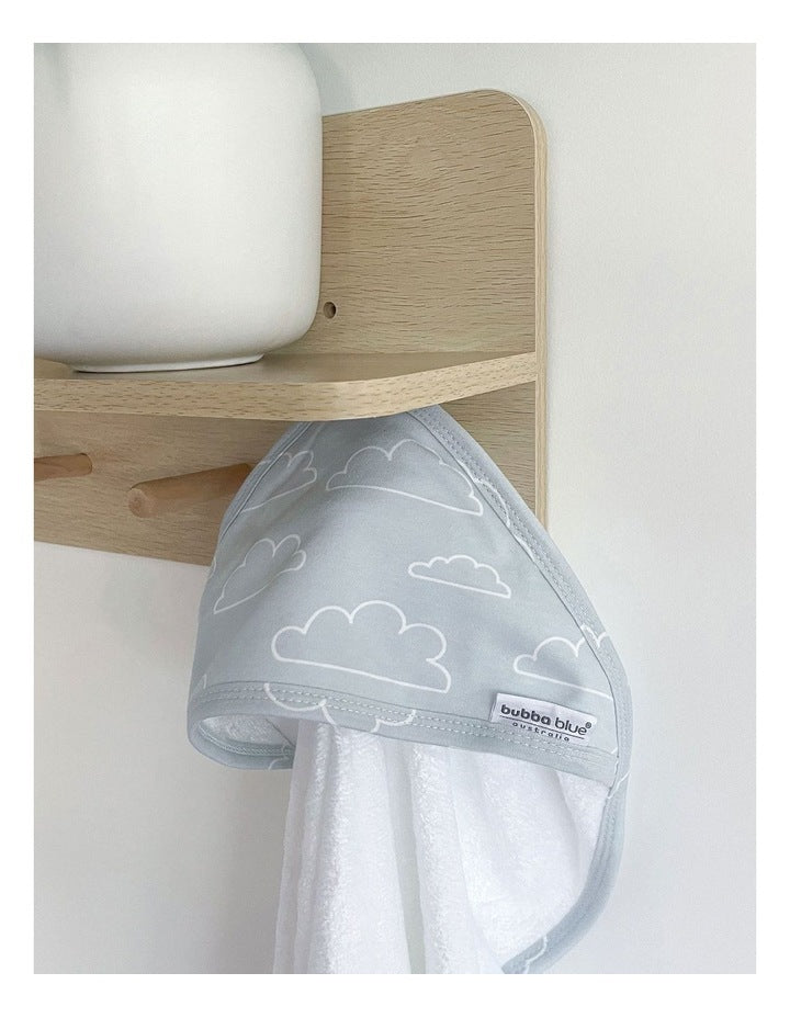 Single Nordic Hooded Towel in Blue