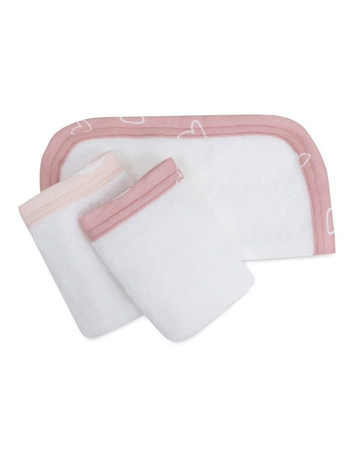 Nordic 3 Pack Face Washer Dusty in Pink