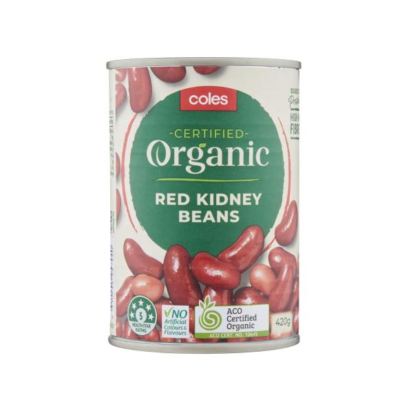 COLES ORGANIC RED KIDNEY BEANS 420G