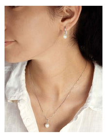 Pearl Hook Earrings in Silver