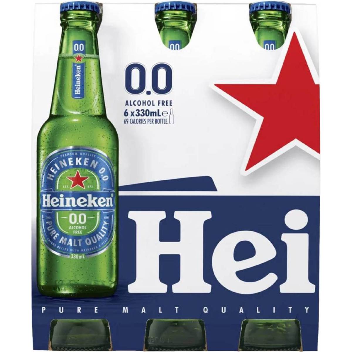 Heineken Alcohol Free Pure Malt Lager Bottles 330ml x6 Pack