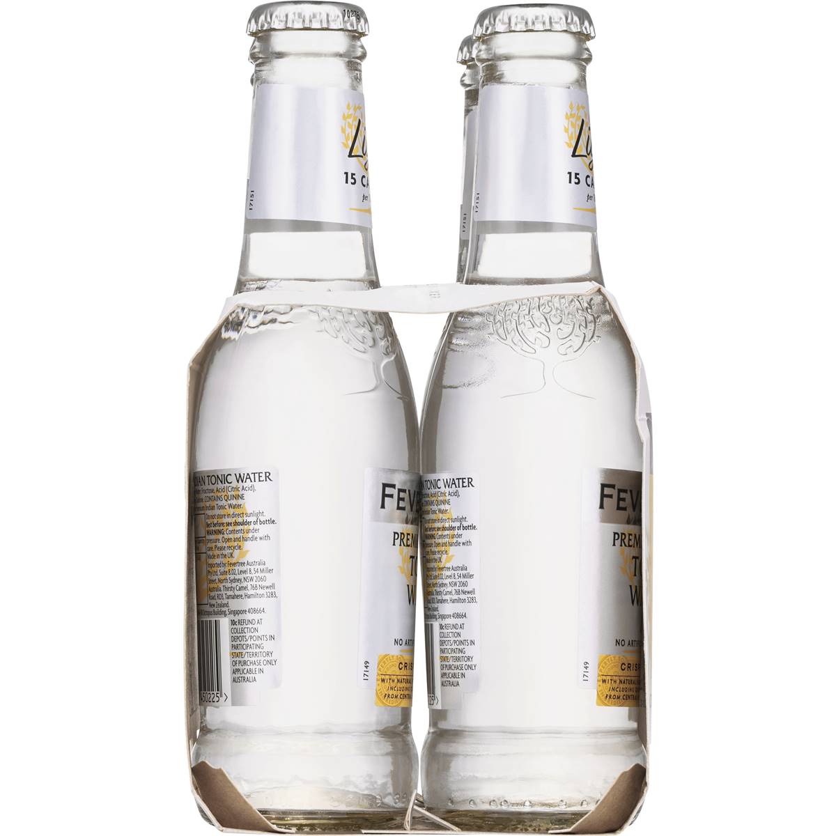 Fever-Tree Refreshingly Light Premium Indian Tonic Water Bottles 200ml x 4 Pack