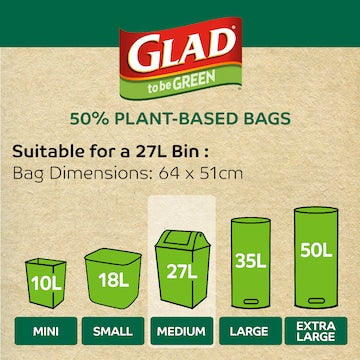 Glad To Be Green 50% Plant Based Kitchen Tidy Bags Medium 30 Pack