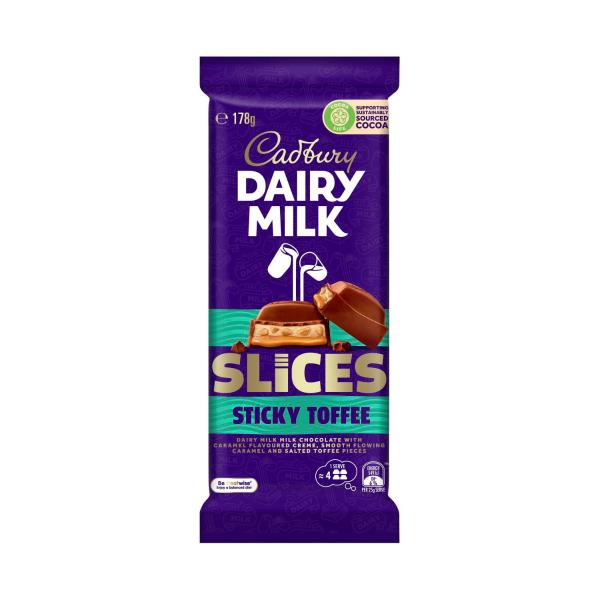 CADBURY DAIRY MILK SLICES STICKY TOFFEE CHOCOLATE BLOCK 178G