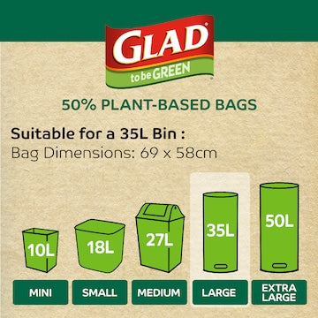 Glad To Be Green 50% Plant Based Kitchen Tidy Bags Large 25 pack
