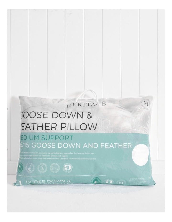 Goose Down and Feather Pillow in White