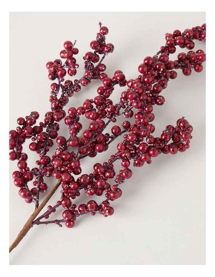 Heirloom Christmas Frosted Faux Berries Pick 62cm in Red