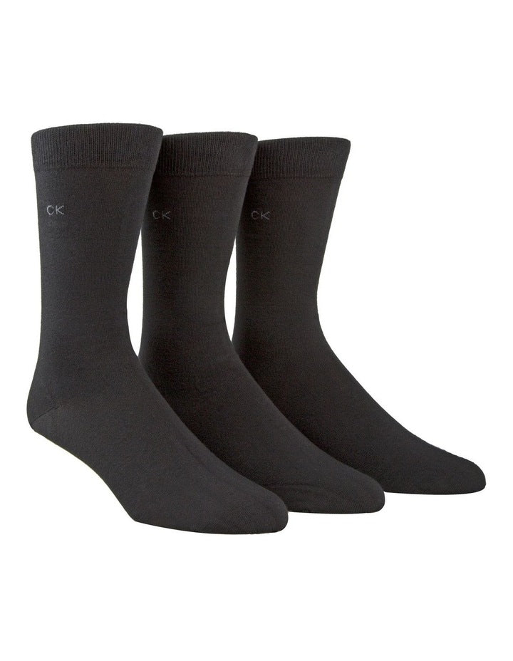3-Pack Cotton Flat Knit Dress Socks