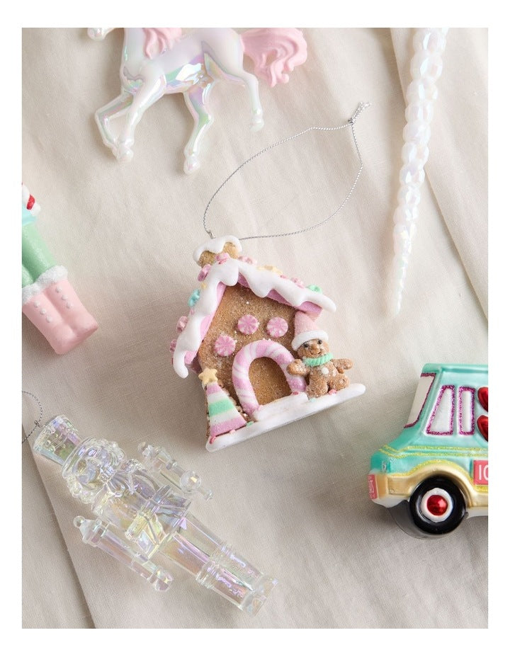 Nostalgia Christmas Claydough Gingerbread House Ornament 8cm in Multi