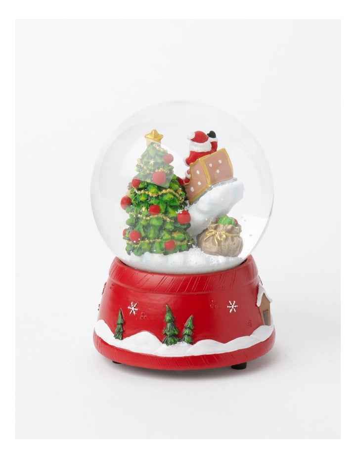Nostalgia Christmas Polyresin Santa & Sleigh Snow Globe 14cm in Multi