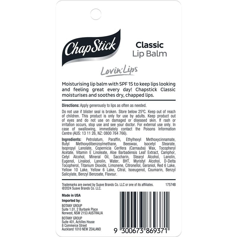 Chapstick Lip Balm Classic SPF 15+
