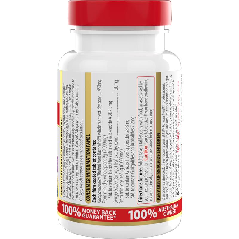 Carusos Mega Memory 60 Tablets